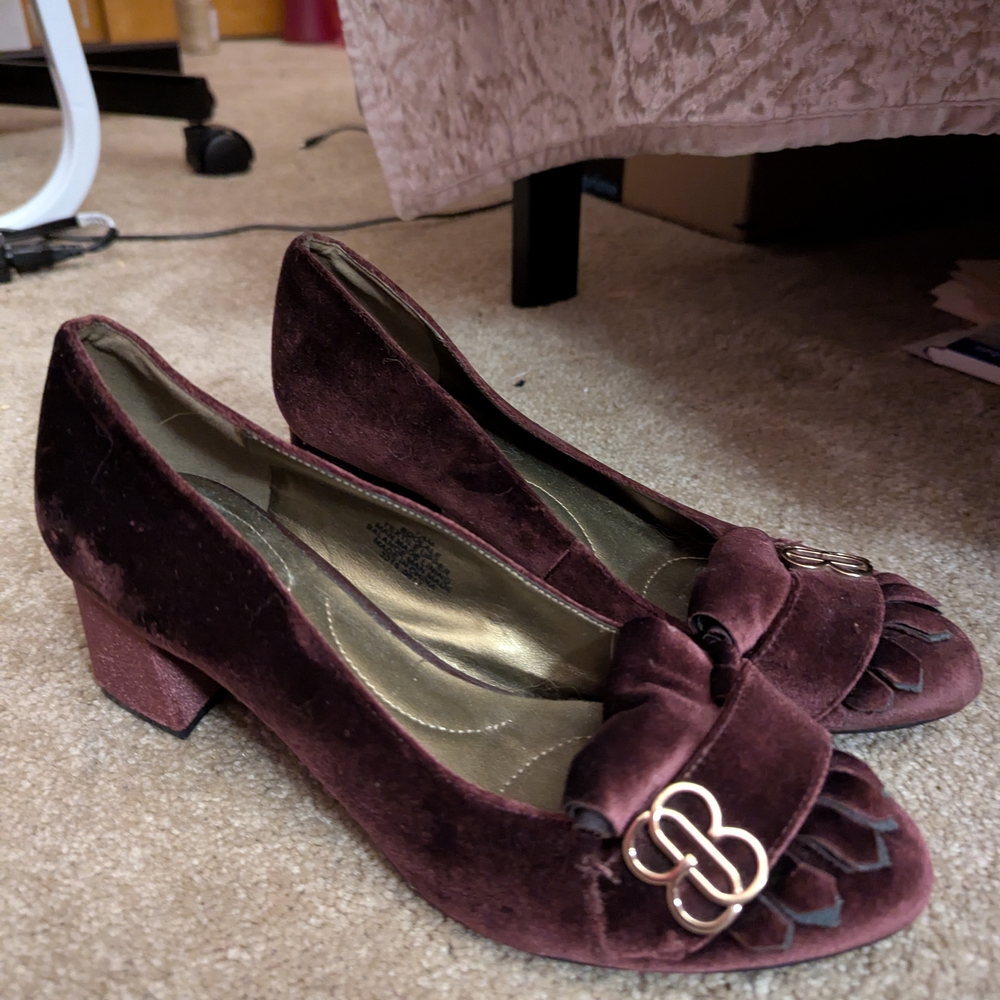 Elegant Velvet Block Heel Shoes